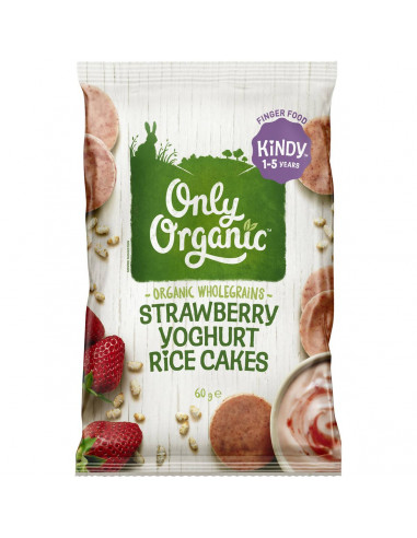 Only Organic Food Rice Cakes Snack Strawberry Yoghurt 60g