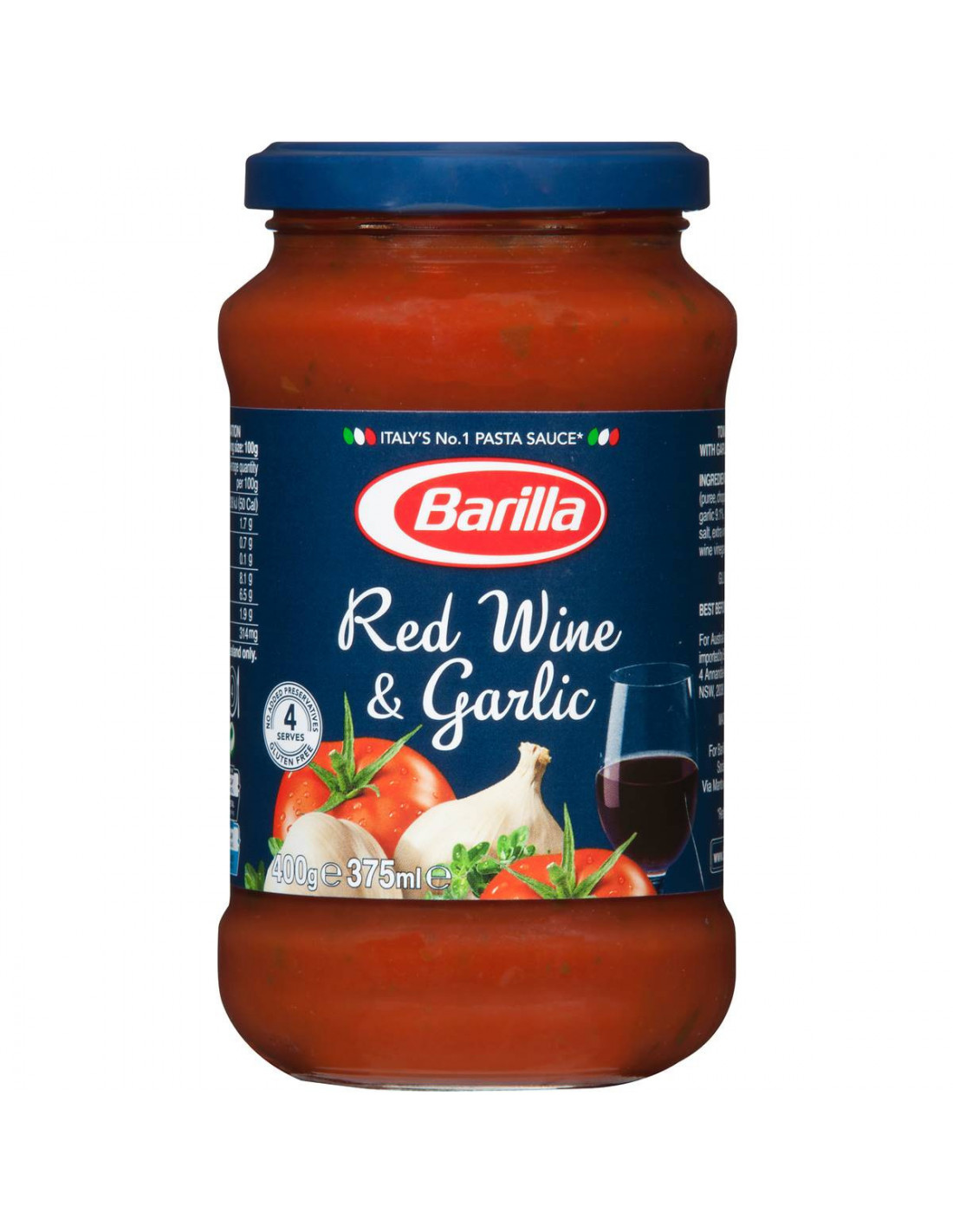 Barilla Pasta Sauce Red Wine Garlic 400g Ally S Basket Direct
