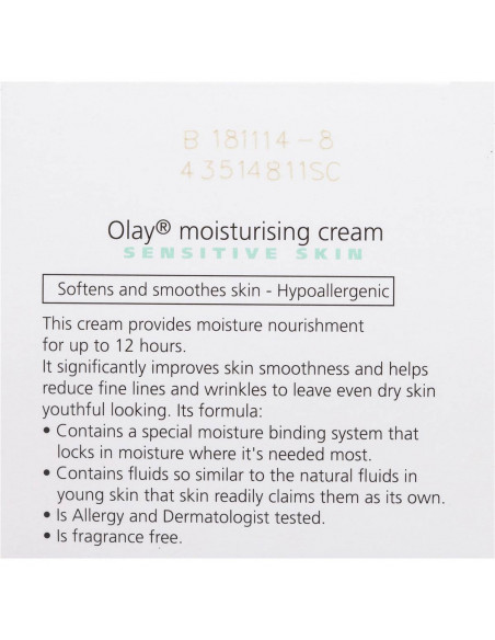 Buy Olay Moisturising Cream Sensitive 100g online at Cincotta
