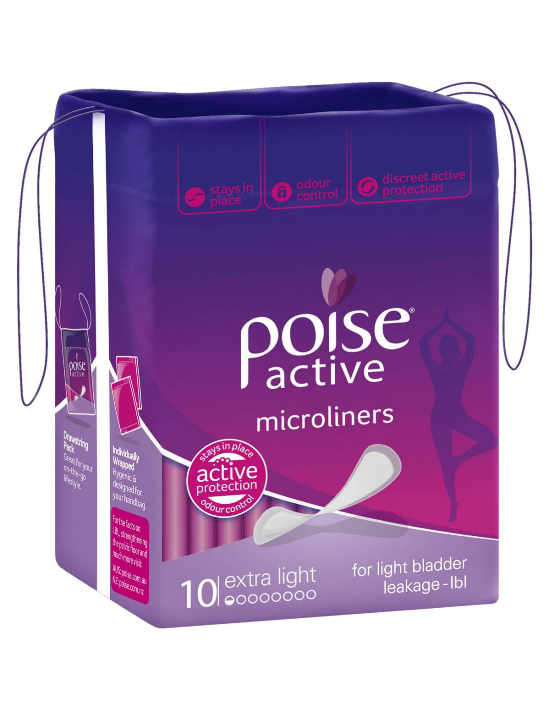 Poise Active Microliners 10 pack  Ally's Basket - Direct from Aust