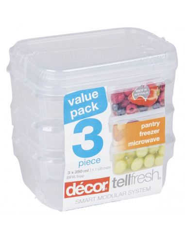 Decor Tellfresh Storer Oblong 250ml 3pk