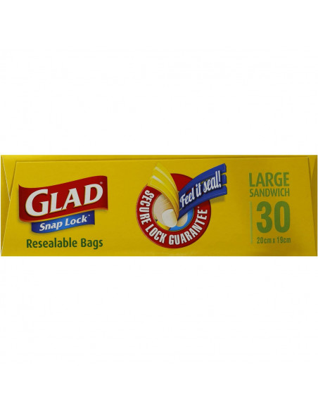 Glad SBSL30/14 Snap Lock Sandwich Bag Pack 30