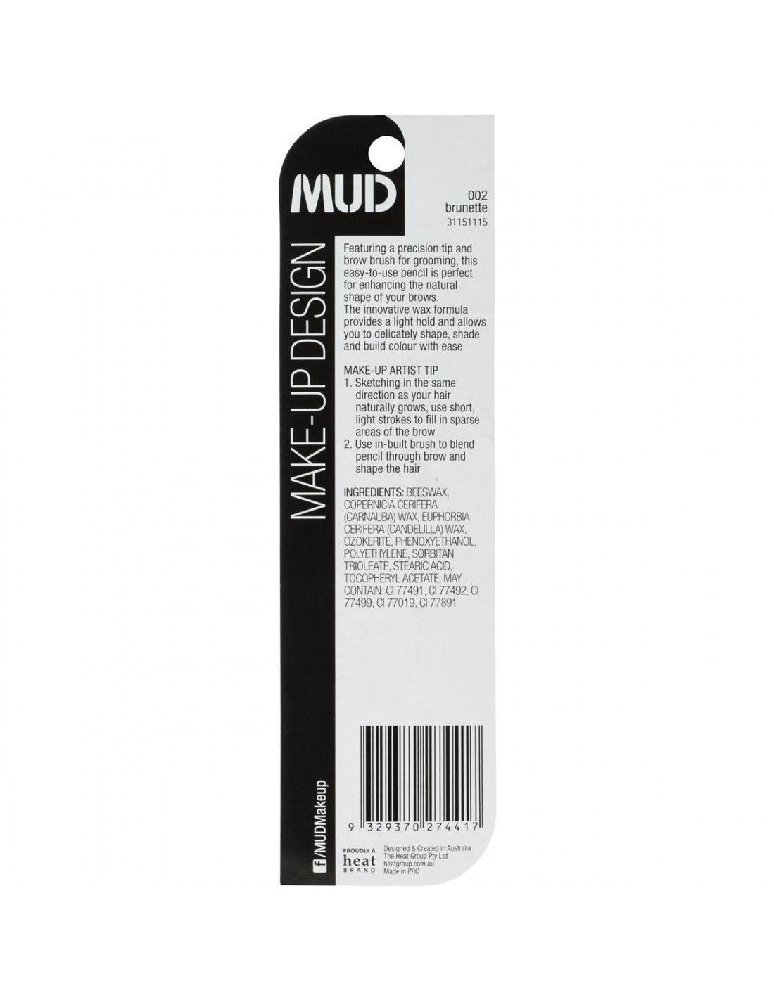 Mud Cosmetics Eyebrow Pencil Brunette 134 Ally S Basket Direct