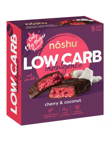 Noshu Low Carb Cherry & Coconut Indulgence Bars 5 Pack