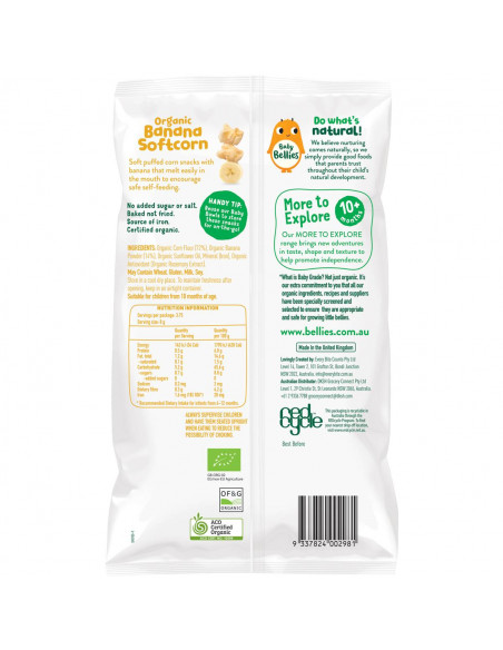 Organic Banana Softcorn Puffs for 10+ Months Baby Snacks